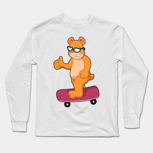 Bear as Skater with Skateboard Long Sleeve T-Shirt